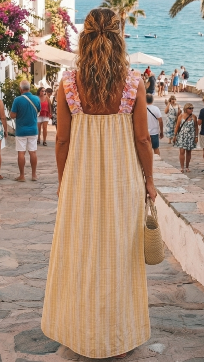 Robe Longue Jaune à Bretelles Léopard Fluo ANOUK
