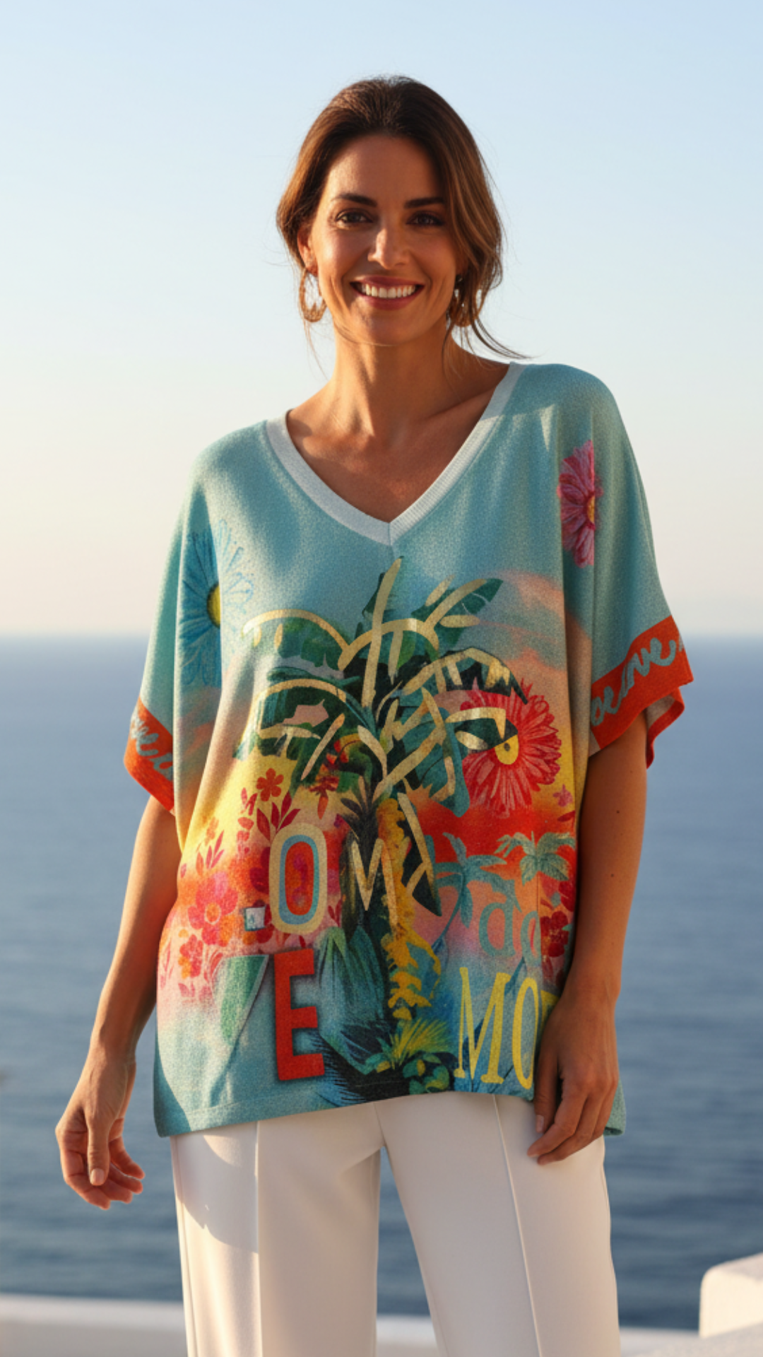 Top Lurex Oversize à Motif "PALMIER"