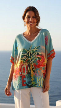 Top Lurex Oversize à Motif "PALMIER"