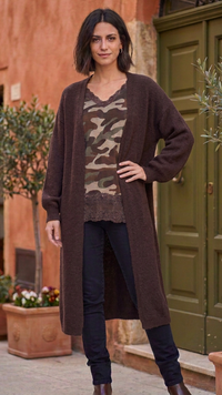 Top Camouflage Kaki Col V Dentelle Chocolat VERO
