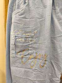 Pantalon Bleu Ciel à Empiècements Sequins ENJOY