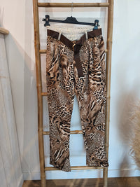 Pantalon Imprimé Léopard Marron MILOU