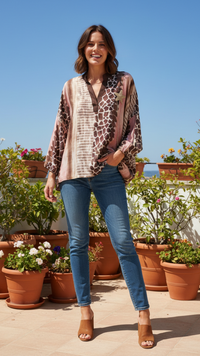 Blouse Oversize Imprimé Animalier Nuancé Rose DUNE