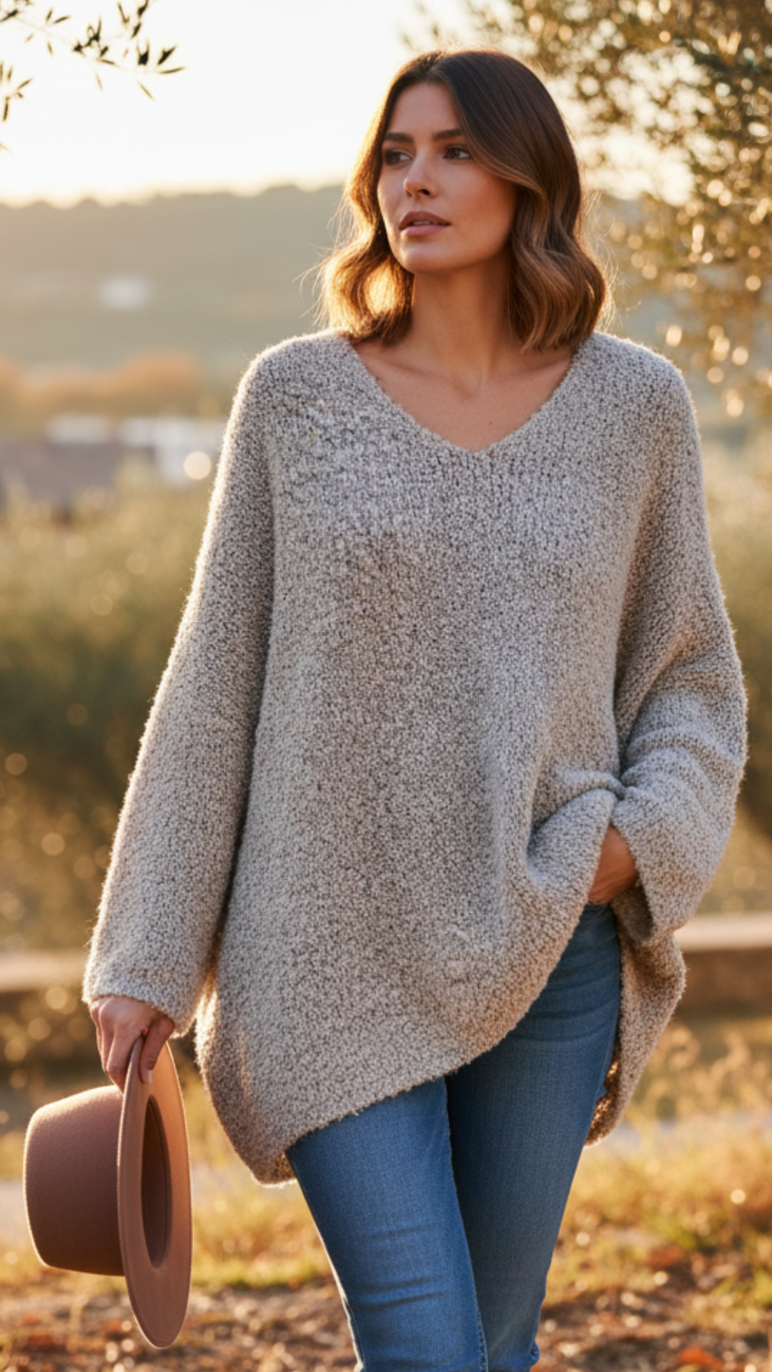 Pull Bouclette Oversize Beige Chiné MERLIN