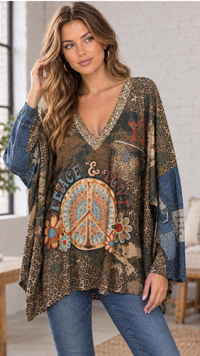 Top Lurex Oversize Imprimé Camouflage PEACE & LOVE