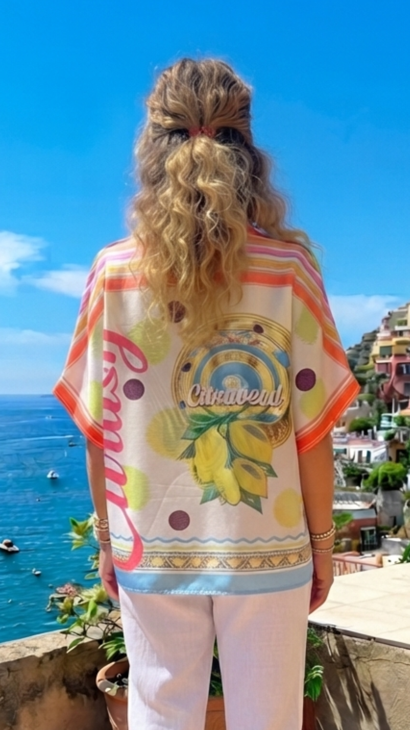 Blouse Rayée Multicolore Imprimé Citrons "CITRUS"