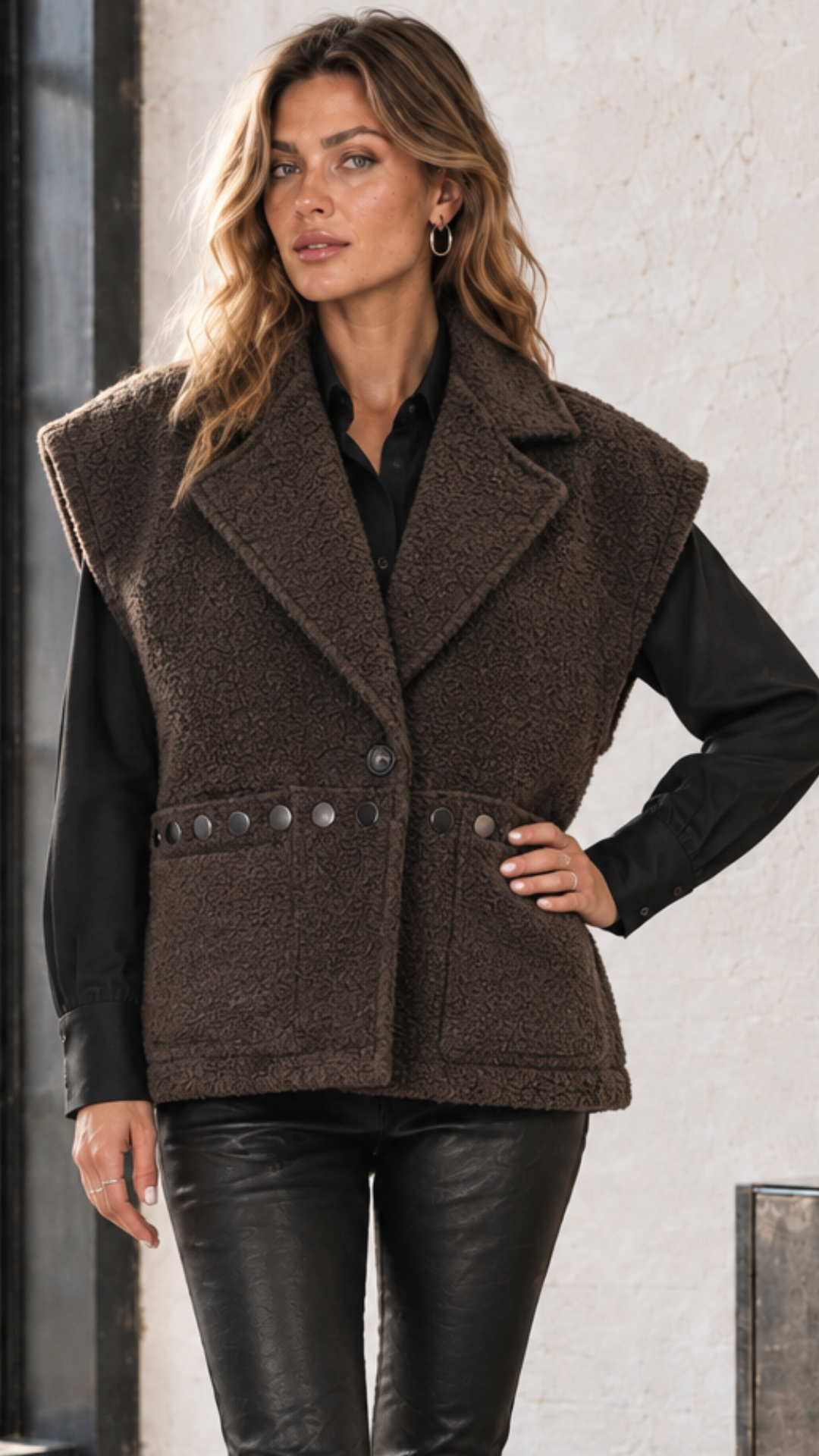 Veste Sans Manche en Bouclette Marron VINTAGE