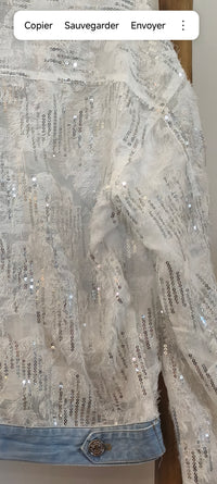 Veste Blanche et Jean à Sequins Argentés JENNA