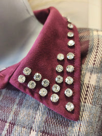 Chemise à Carreaux Bi-Matière Bordeaux et Strass MODA