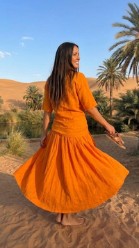 Ensemble Chemise et Jupe Longue Voile de Coton Orange