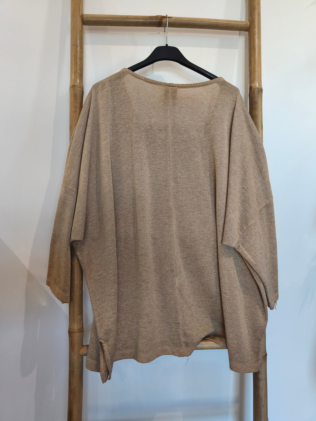 Top Fluide Beige Doré Motif Bouche HAPPY ROCK