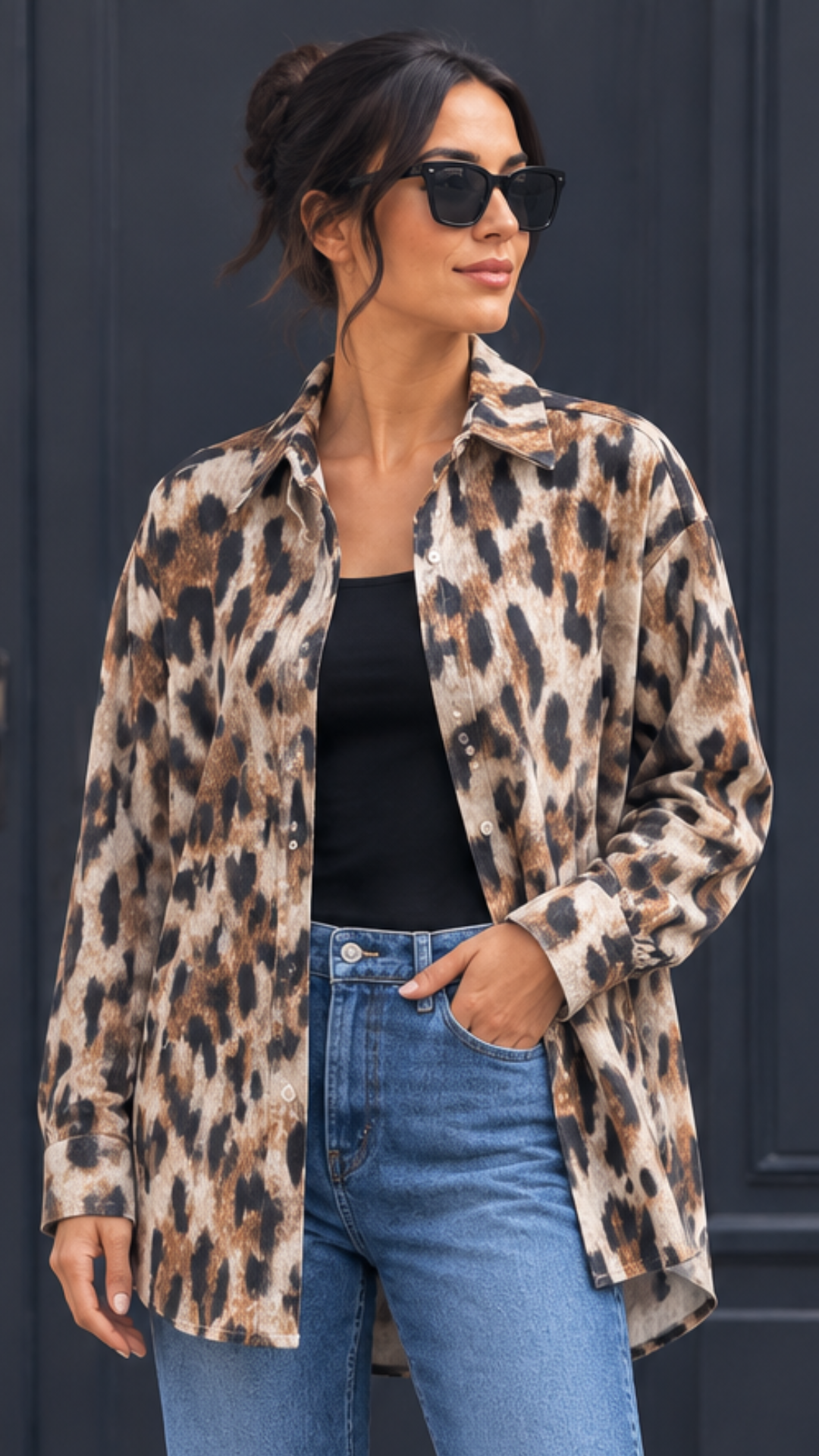 Chemise Oversize Velours Imprimé Léopard ANNY