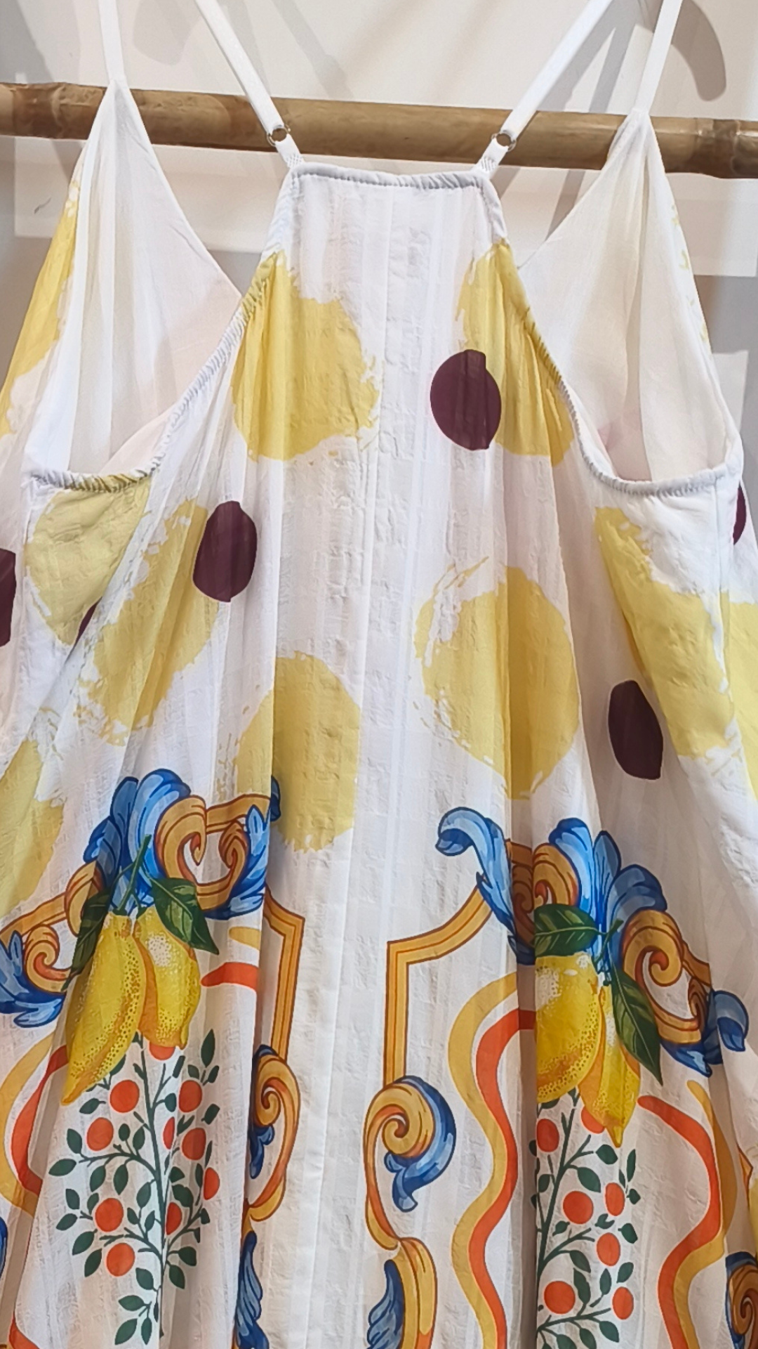 Robe Longue blanche à Bretelles Imprimé Citrons JADE