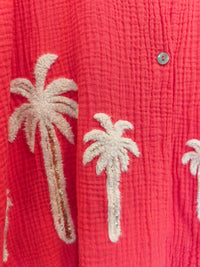 Chemise Gaze de Coton Corail Palmier Brodés THEA