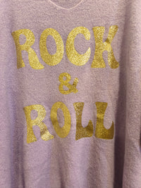 Pull Lilas Oversize Inscription Pailletée ROCK & ROLL
