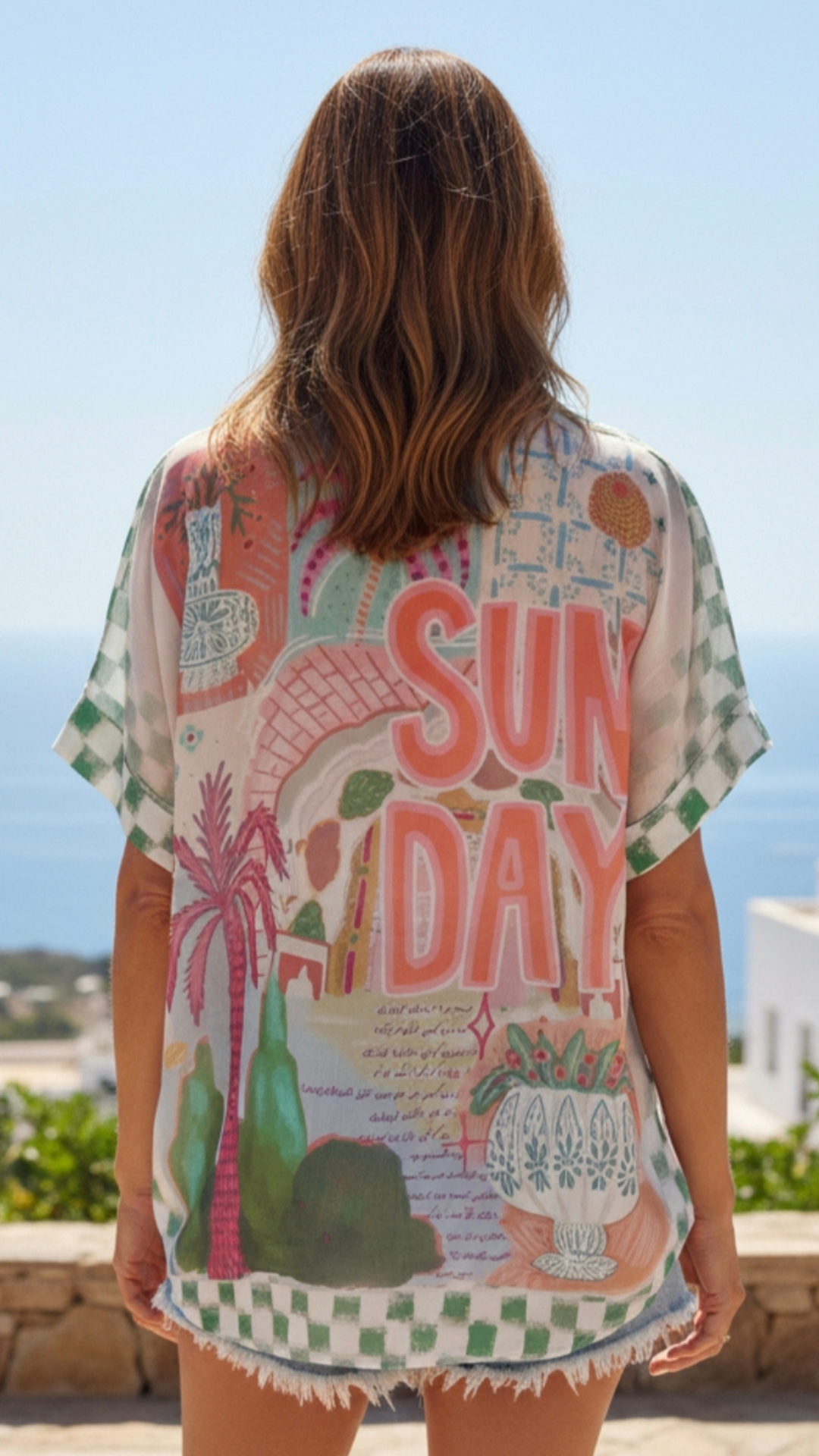 Chemise Imprimé Damier et Motif Bohème SUNDAY