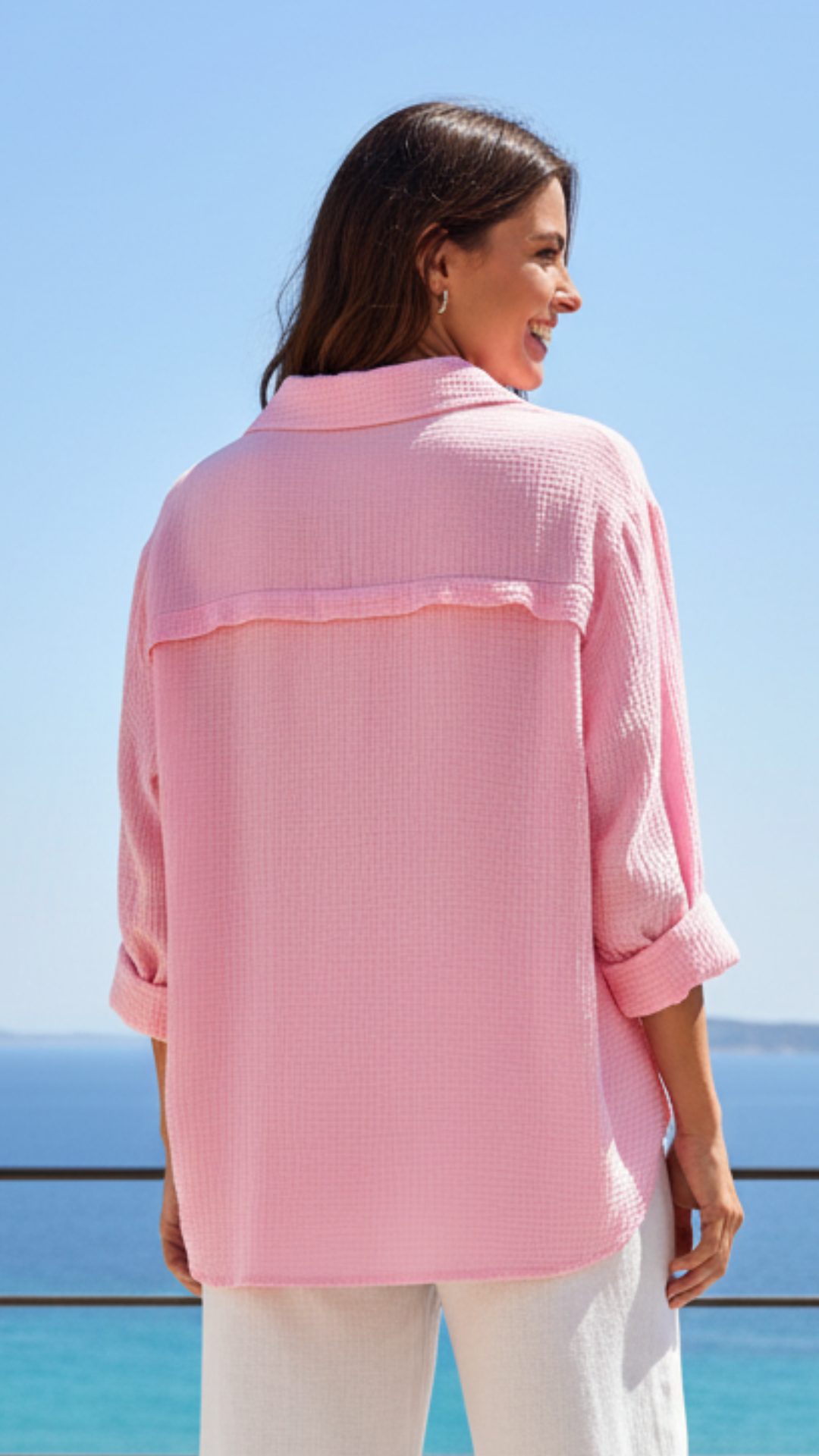 Chemise Gaze de Coton Rose Palmier Brodés THEA