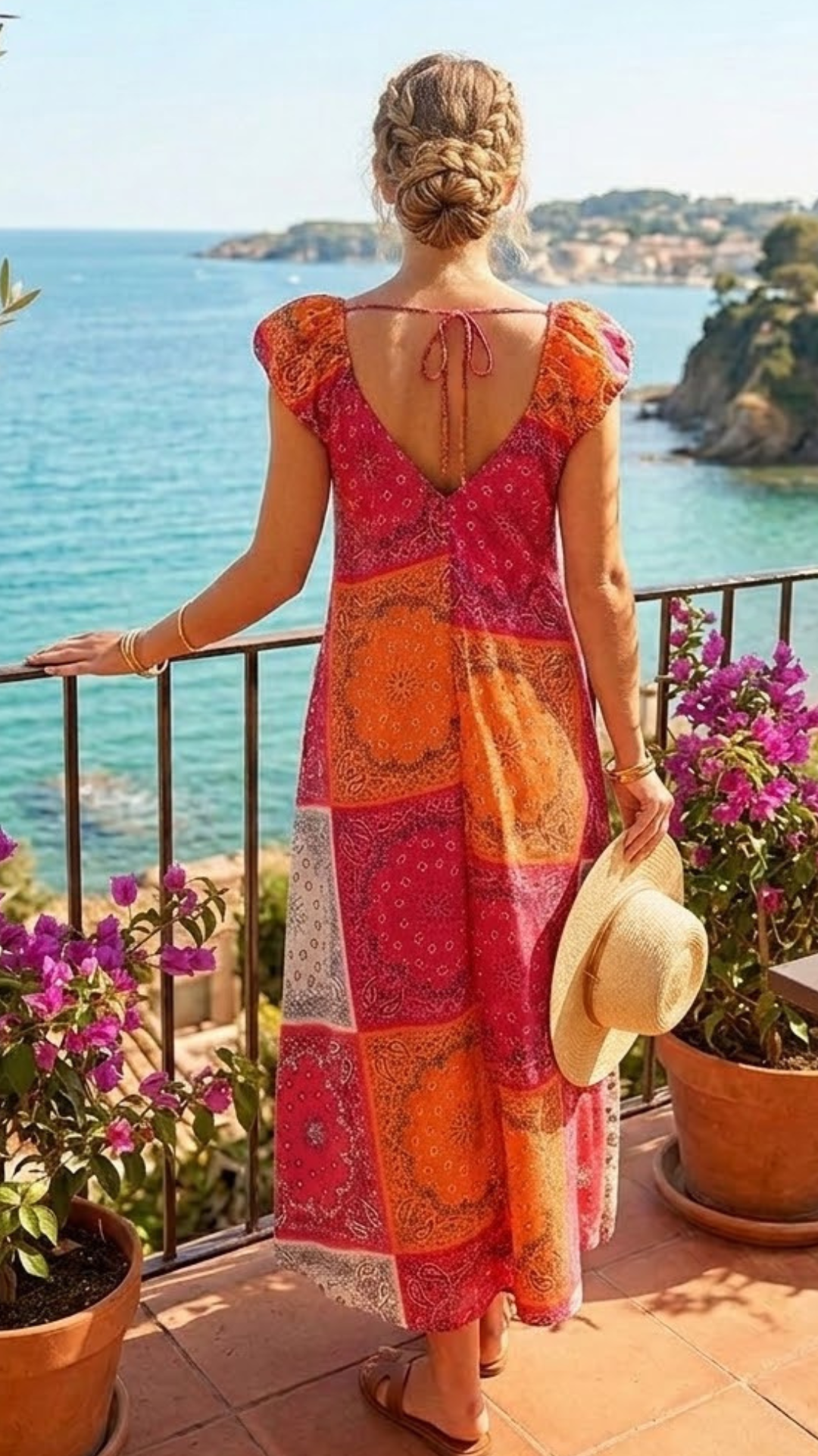 Robe Imprimé Bandana Fuschia et Orange NAOMY