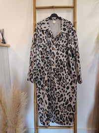 Robe Chemise Longue Beige à Imprimé Léopard SYLVAINE