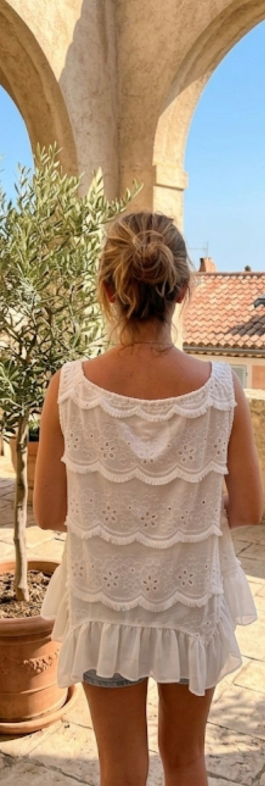 Top Ecru en Broderie KAROL