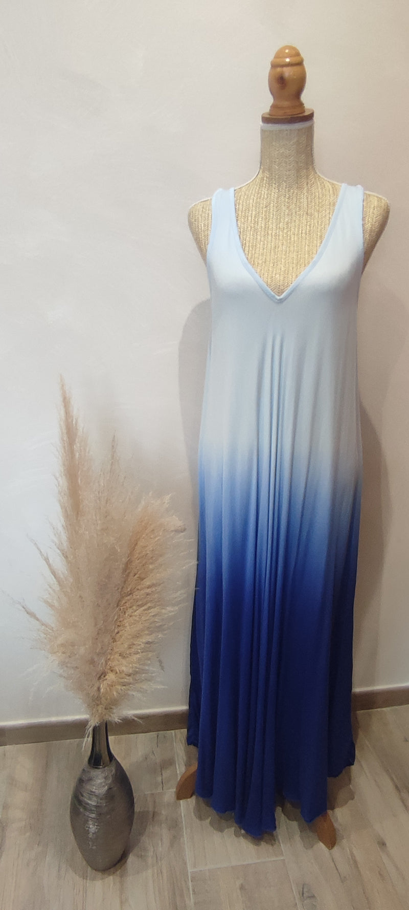 Robe Longue Evasée Tie & Dye Bleue ALICE