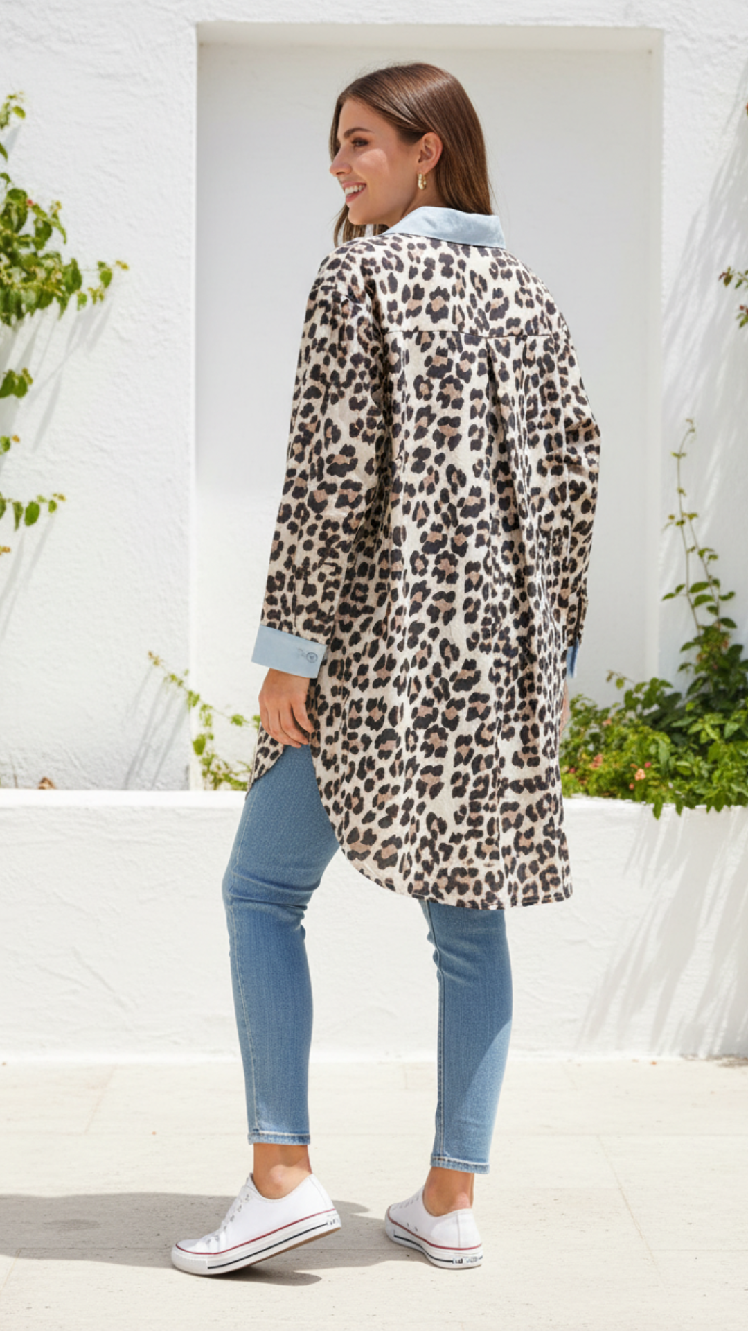 Chemise Léopard Oversize Inscriptions & Cœurs Perles LUCKY