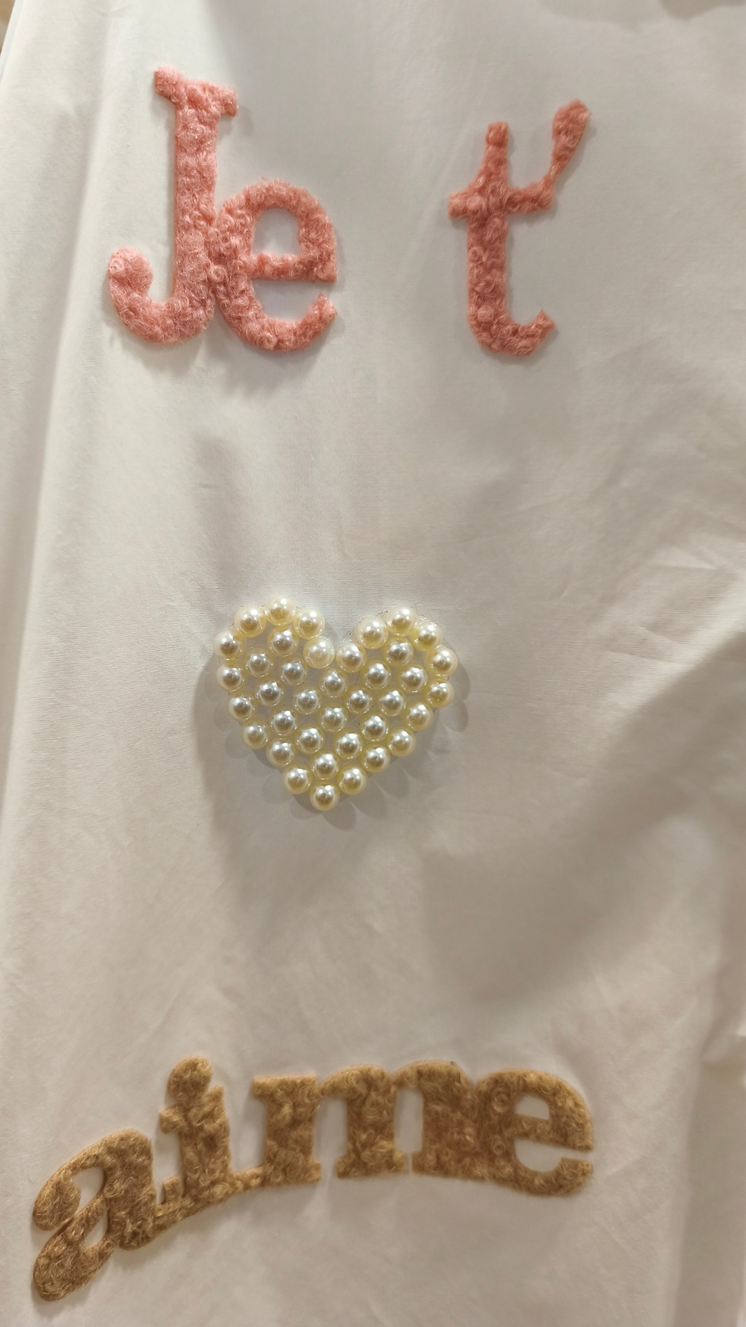 Chemise Blanche Oversize Inscriptions & Cœurs Perles LUCKY
