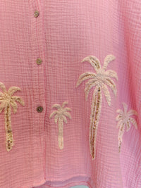 Chemise Gaze de Coton Rose Palmier Brodés THEA