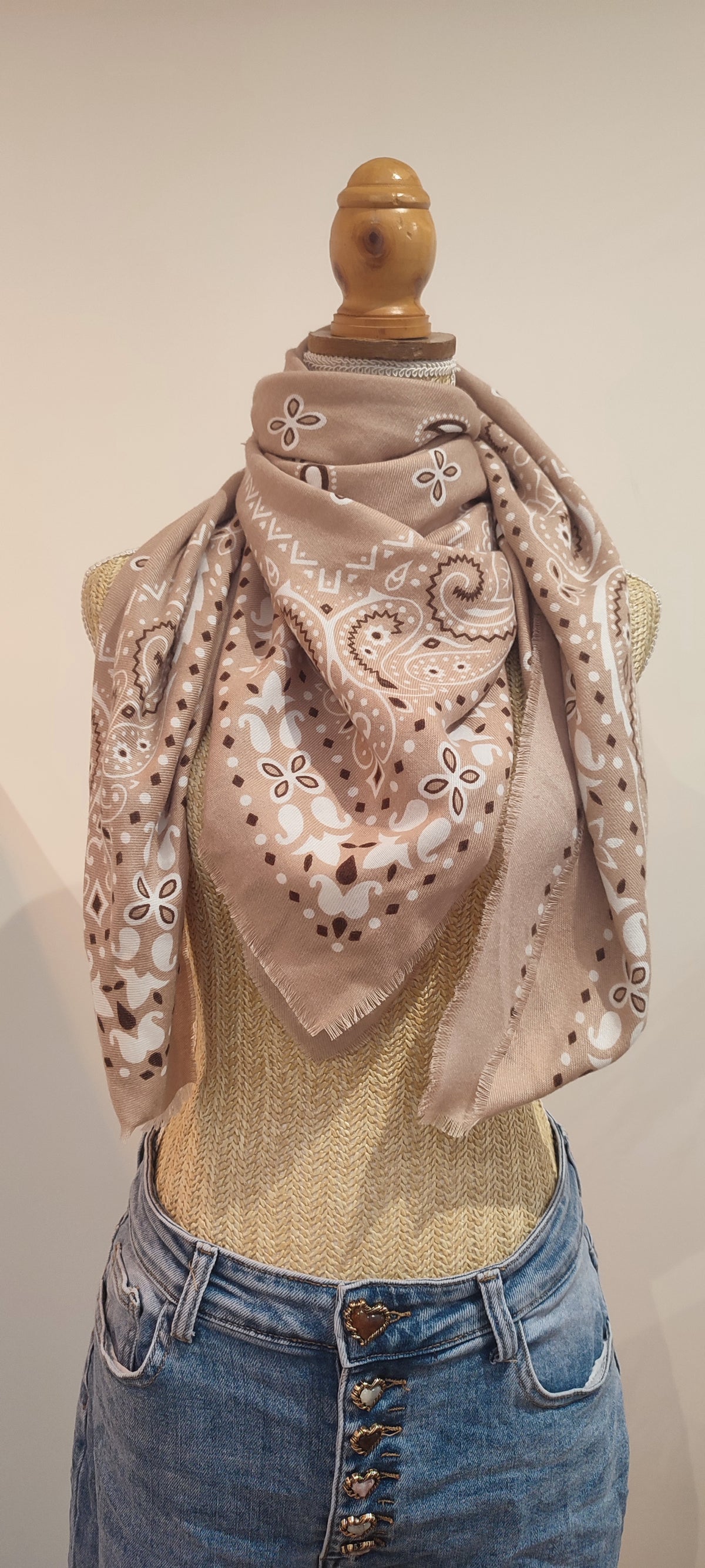 Foulard Beige Imprimé BANDANA