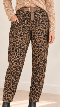 Pantalon Imprimé Léopard Camel ALES