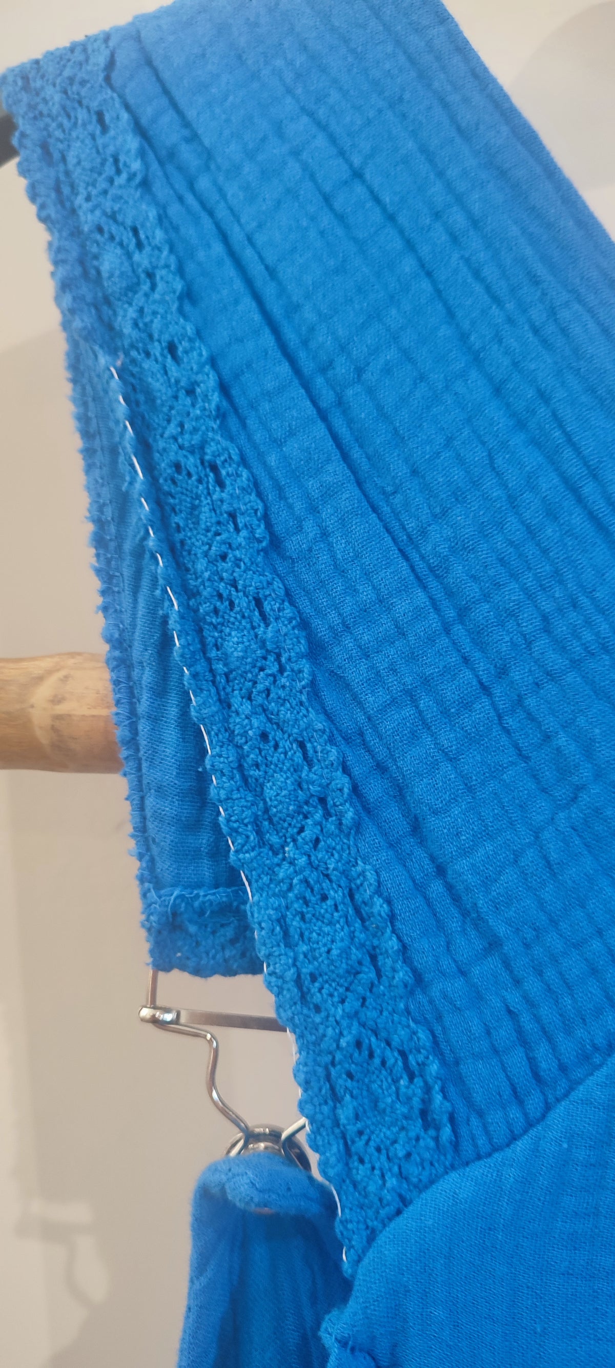 Robe Salopette Gaze de Coton Bleu Roi LEA
