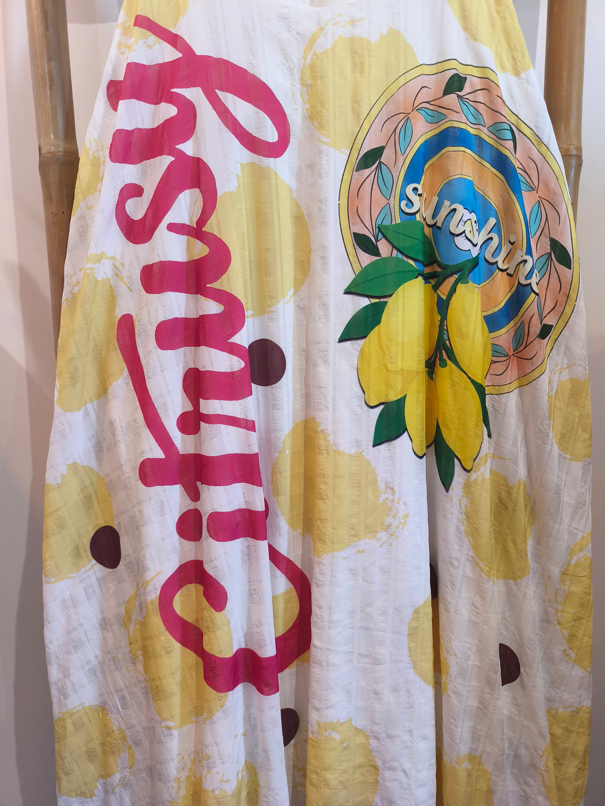 Robe Longue blanche à Bretelles Imprimé Citrons JADE