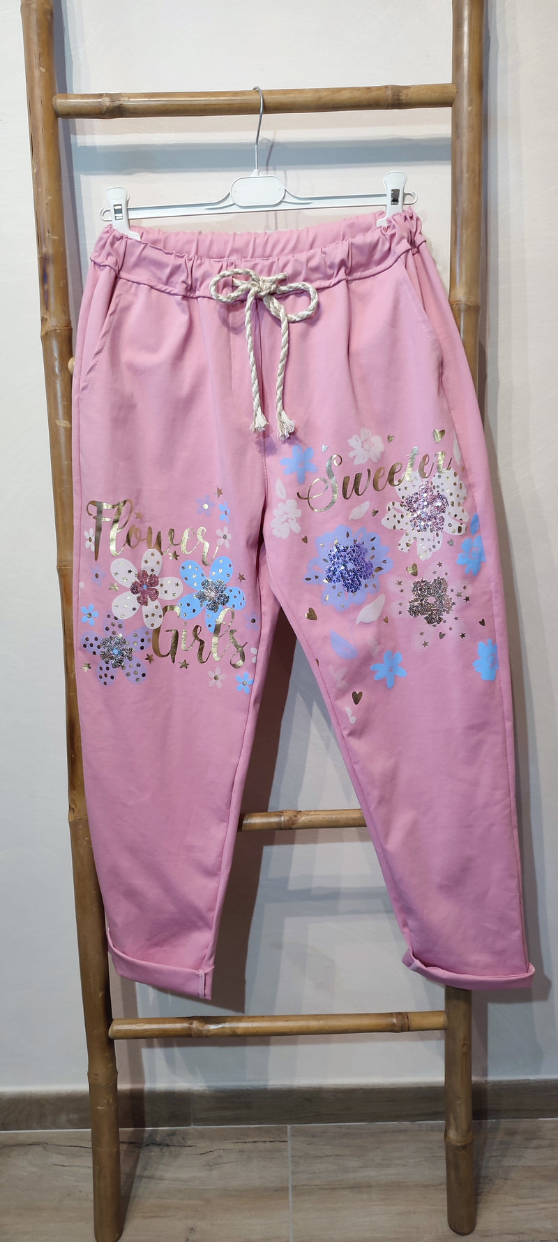 Pantalon Rose à Motif Floral VALL