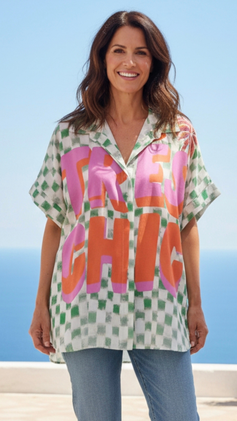 Chemise Imprimé Damier et Motif Bohème SUNDAY