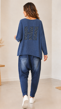 Pantalon Jog Sarouel Bleu Jean ALBIN