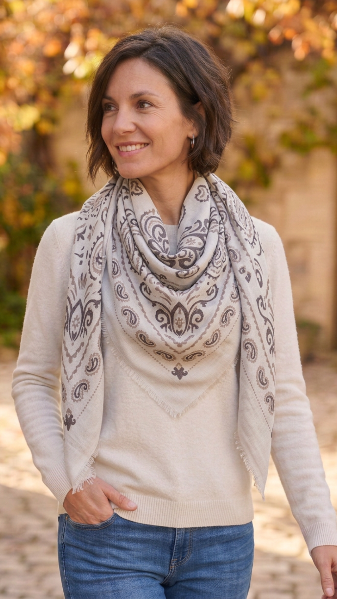 Echarpe Beige Imprimé BANDANA