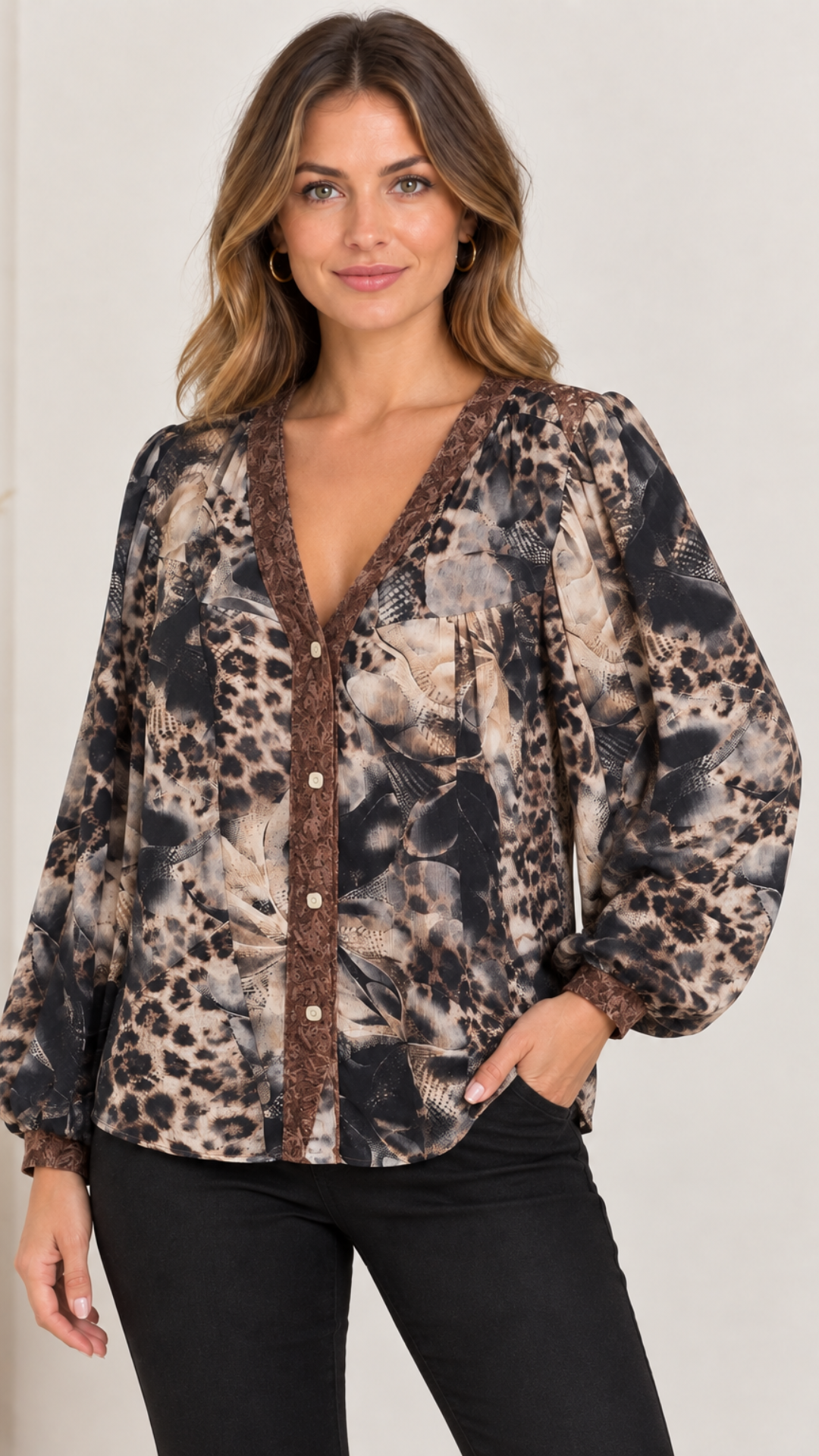 Chemise Fluide Imprimé Floral et léopard Bohème FANY