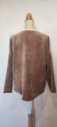 Sweat Velours Camel à Empiècements Etoile Dorée et Strass TEVA