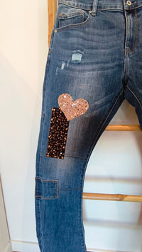 Jean Bleu à Empiècements Sequins KENY