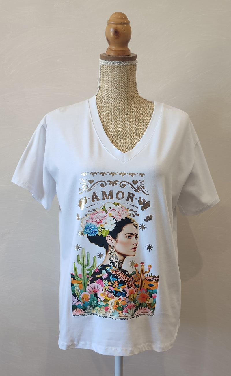 Tee-Shirt Blanc à Motif FRIDA