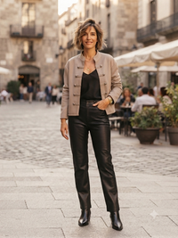 Veste en Suédine Beige Style Officier RACHEL