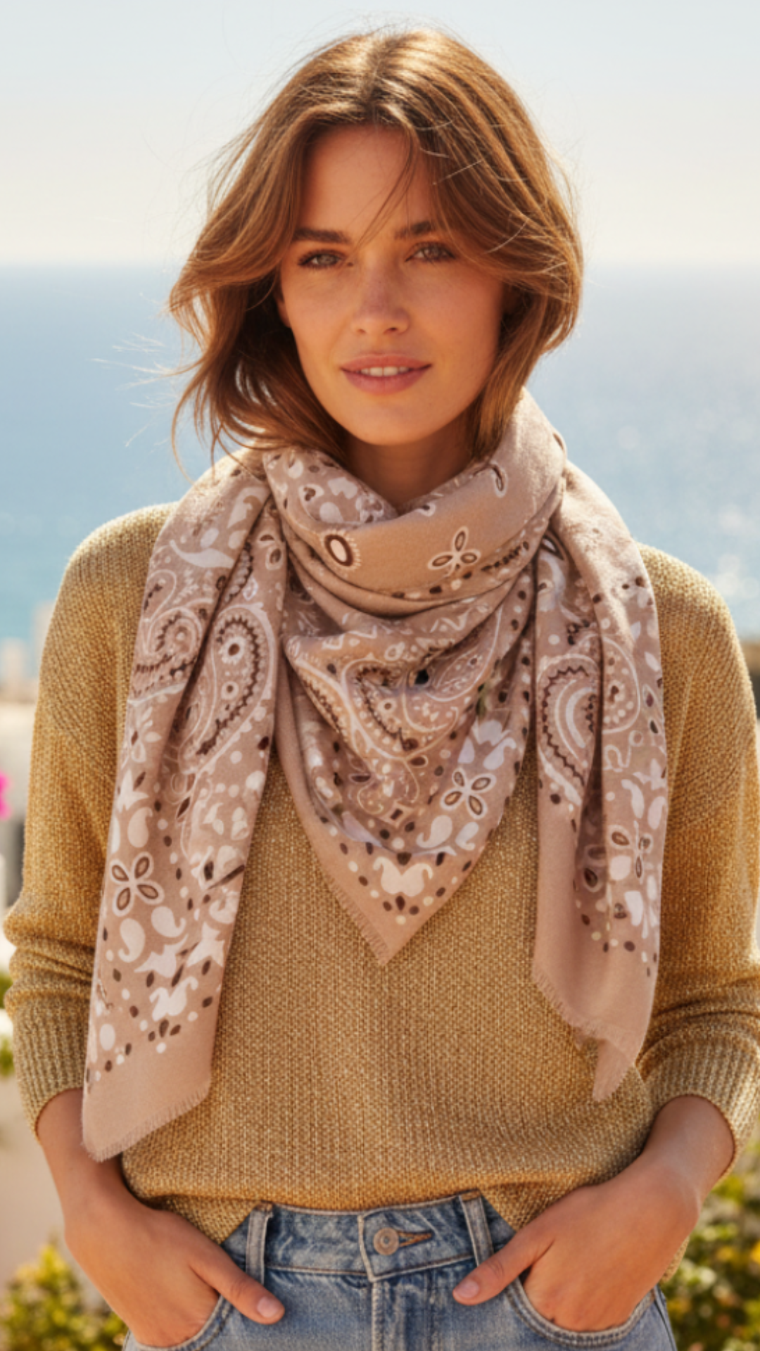 Foulard Beige Imprimé BANDANA