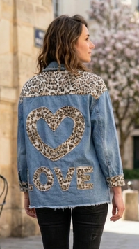 Chemise en Jean et Léopard à Motif Coeur HEART