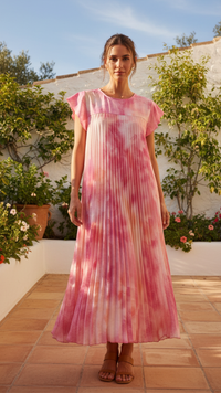 Robe Plissée Nuancée Fuchsia ESMEE