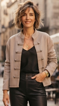 Veste en Suédine Beige Style Officier RACHEL