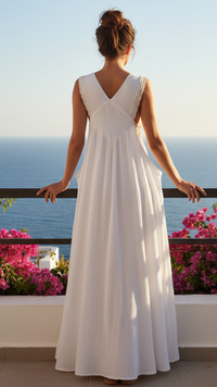 Robe Salopette Gaze de Coton Blanc LEA