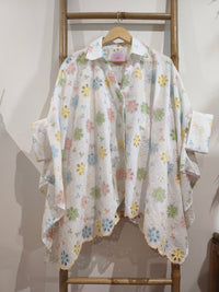 Chemise Poncho Fleurs Brodées Multicolore JANE
