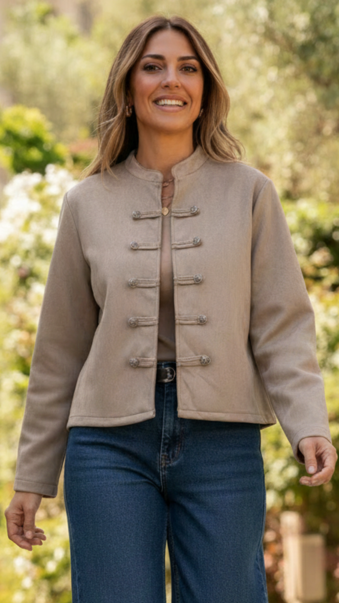 Veste en Suédine Beige Style Officier RACHEL
