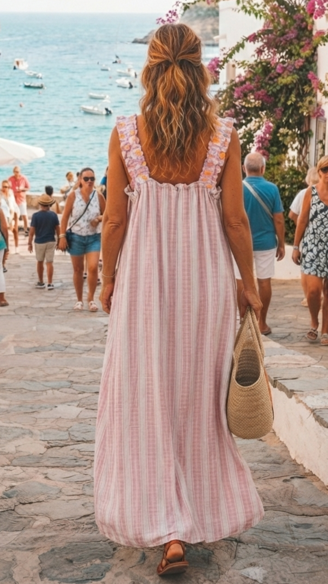 Robe Longue Rose à Bretelles Léopard Fluo ANOUK
