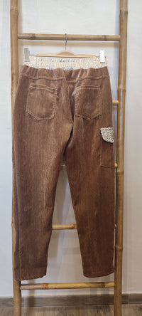 Pantalon Velours Camel à Sequins et Strass TEVA